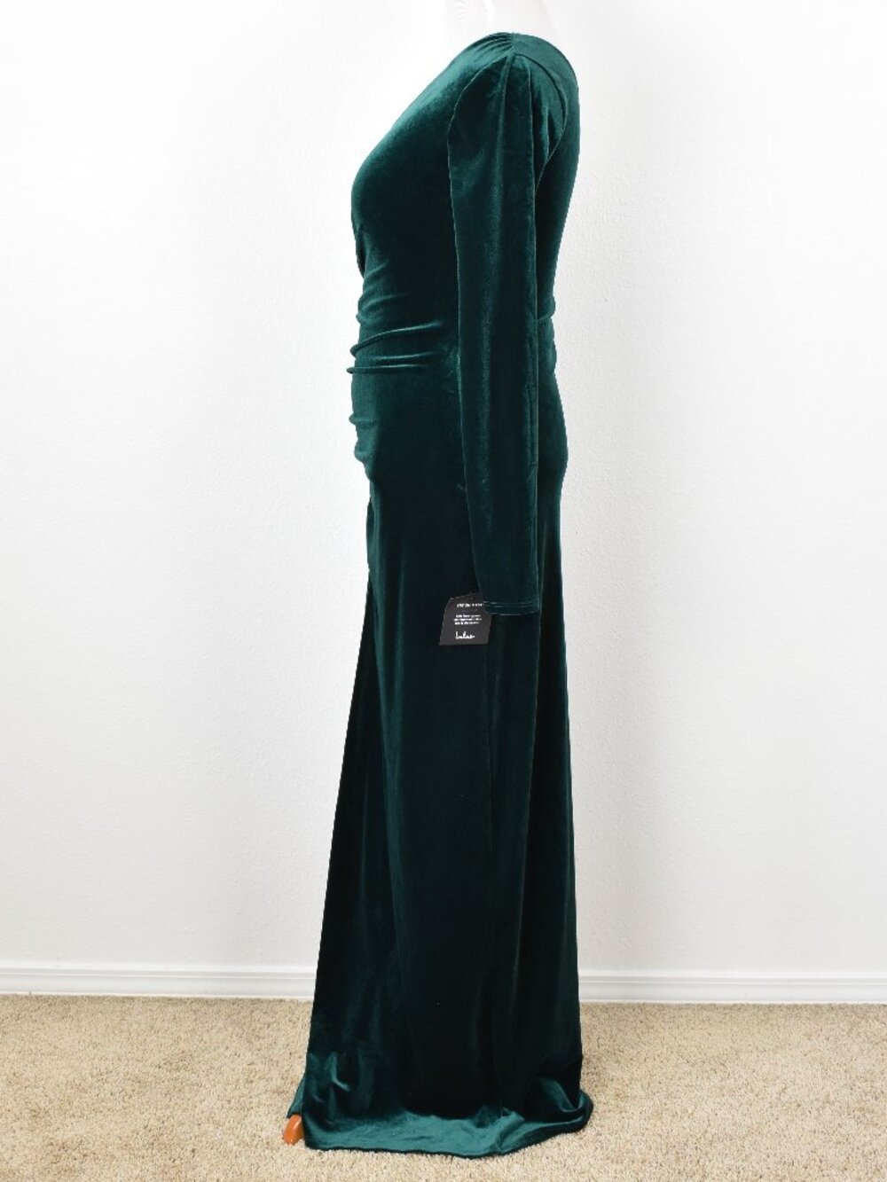 Lulu's Notorious Icon Emerald Green Velvet Asymmetrical Maxi Dress NEW - L - Picture 5 of 10